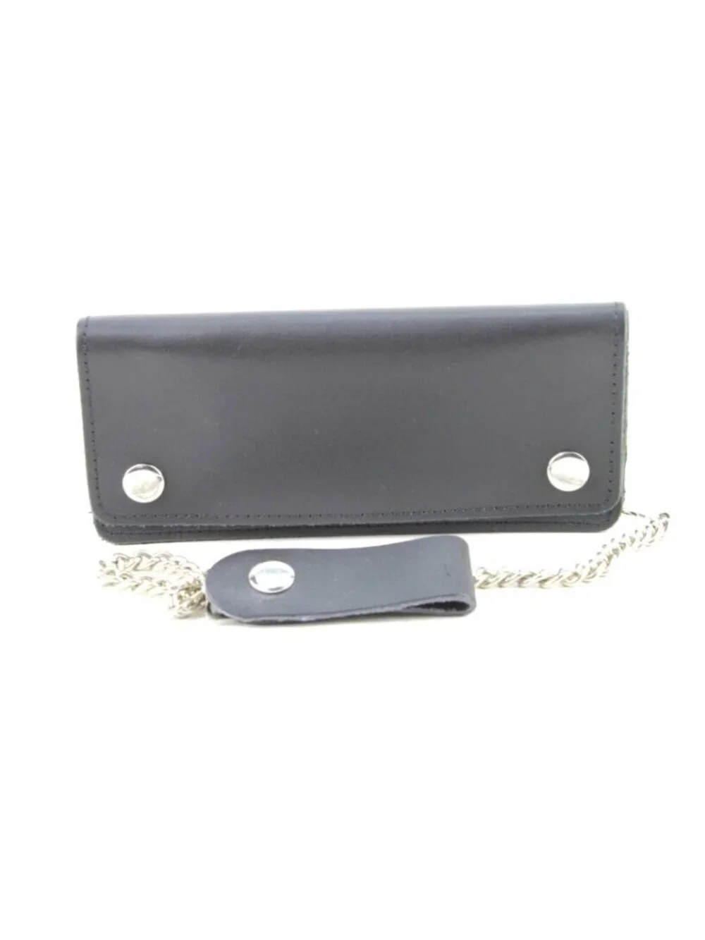 Men's Classic Genuine Premium Leather Snap Chain Trucker Biker Wallet Black NEW